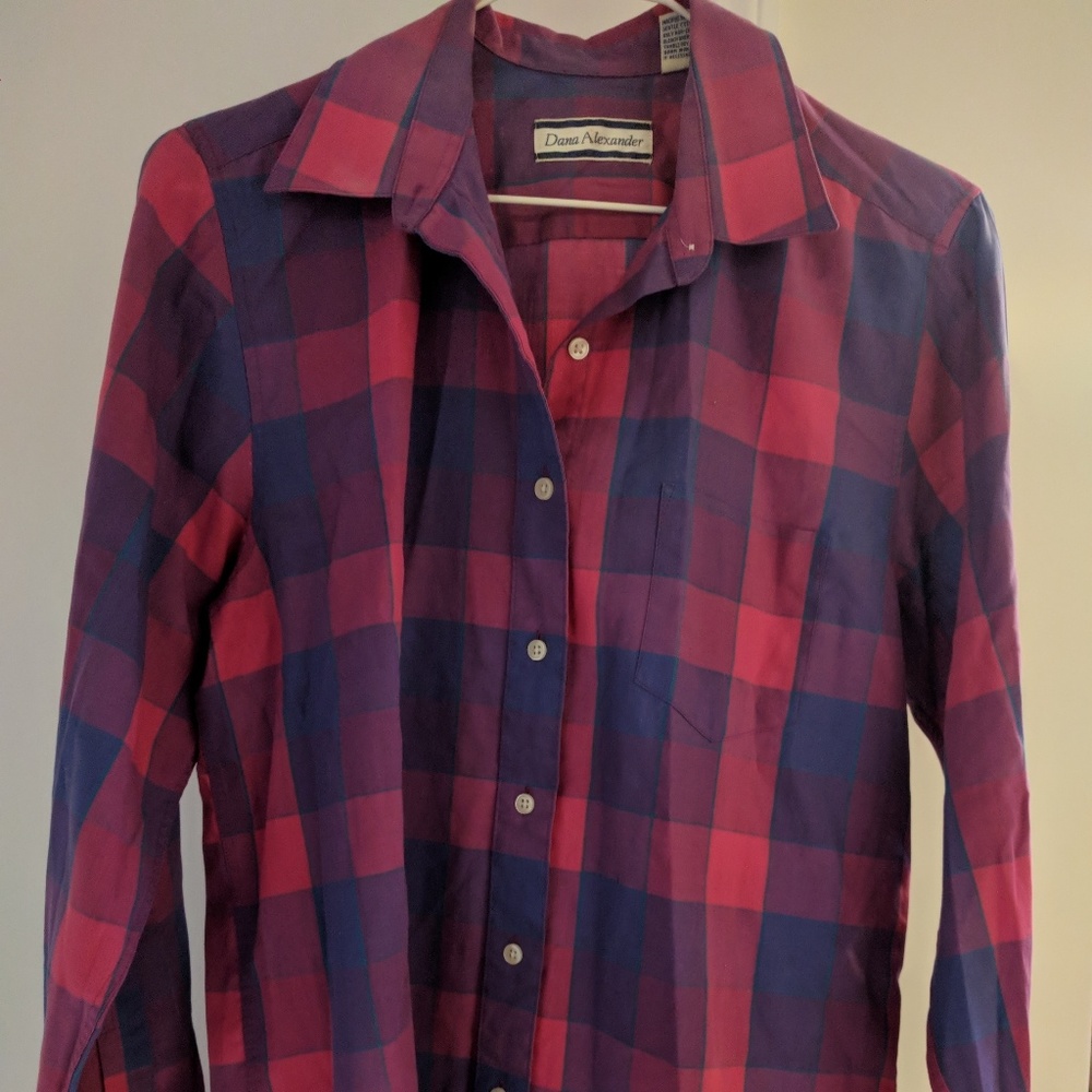 Vintage Magenta and Violet Madras Shirt